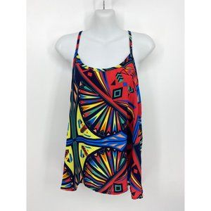 Luxe USA racerback spaghetti strap allover print tank top sleeveless blouse